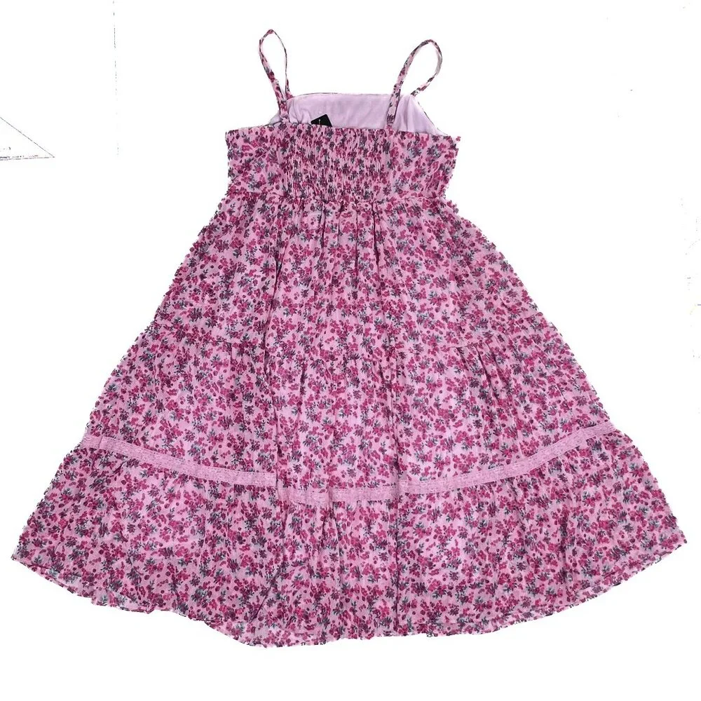 torrid Pink Gold Floral Chiffon and Lurex Tiered Ruffles Maxi Dress Size 2 - NWT - Picture 3 of 10